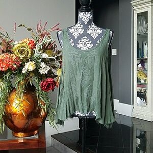 Free People Green Sleeveless Top